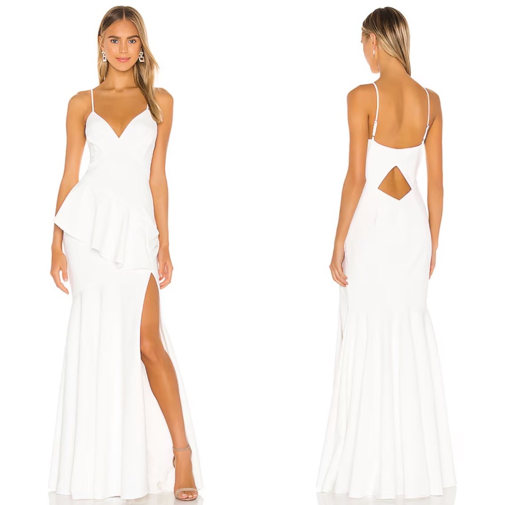 NEW NWT Katie May Arriba Ruffled Maxi Gown In Ivory
